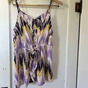 Torrid Women's Top Blouse Sleeveless Spaghetti V-Neck Purple/Yellow/White Size 1